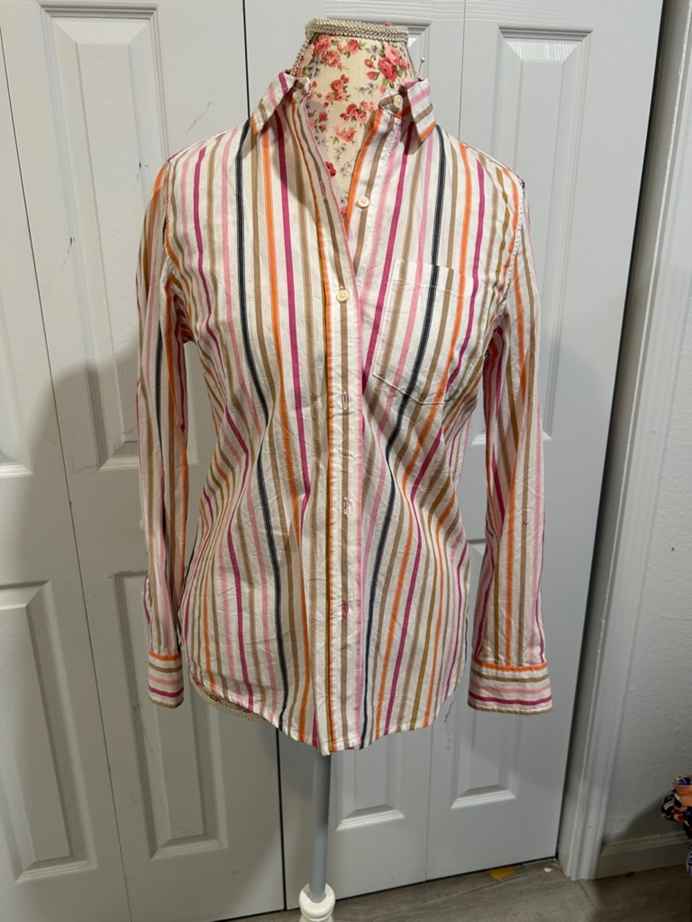 GAP Multi-Color Striped Button-Up Blouse